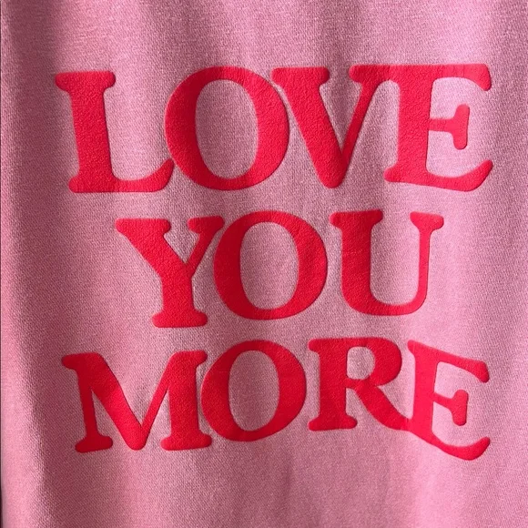 Stylish Distressed Red Sweatshirt with 'Love You More' Design - Picture 3 of 4